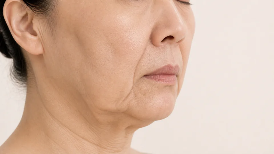 깊은 처짐 — 중안부 이중 기준선 시각화